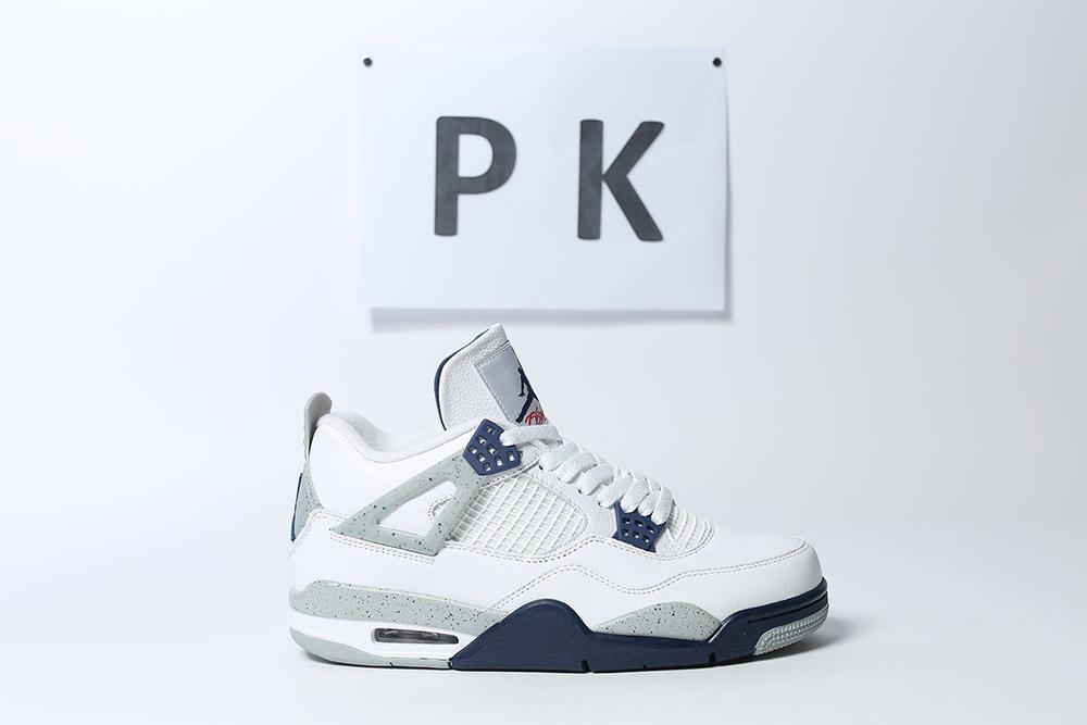 PK GOD Jordan 4 Retro White Midnight Navy RETAIL MATERIALS READY TO SHIP